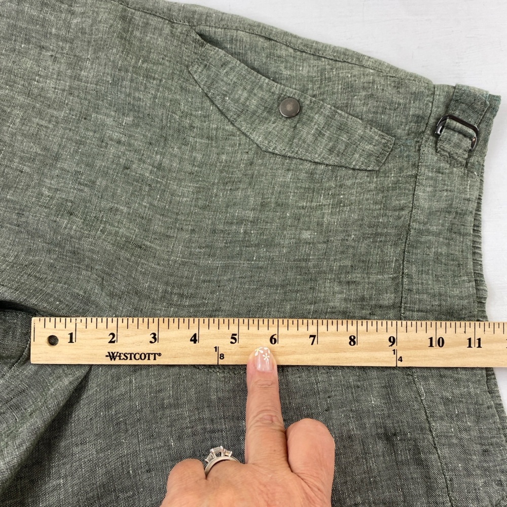 Athleta 100% Linen Women’s Green Voyager Shorts Sz 4 - Picture 12 of 13
